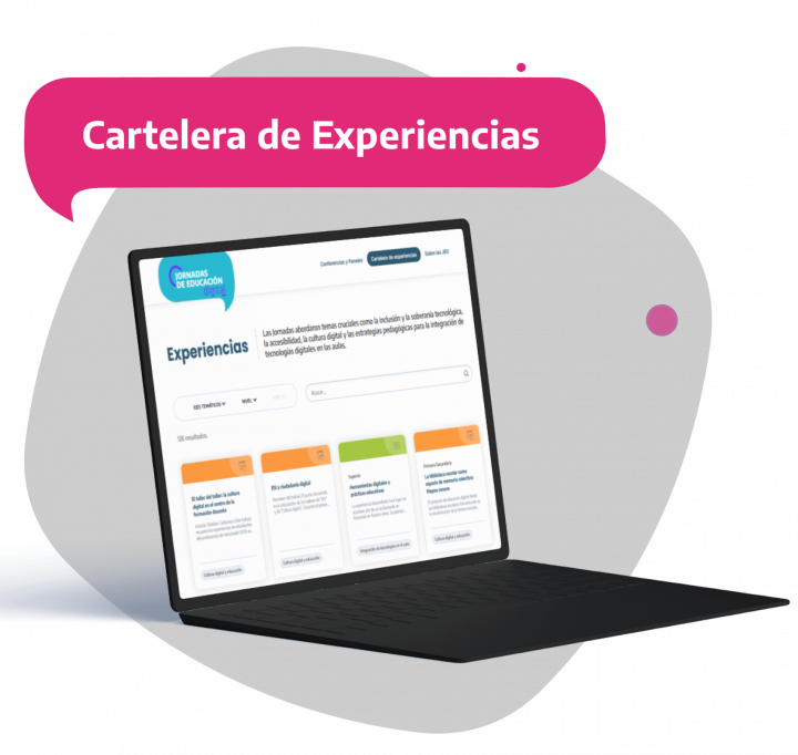 Laptop con la pantalla de la cartelera de experiencias del sitio