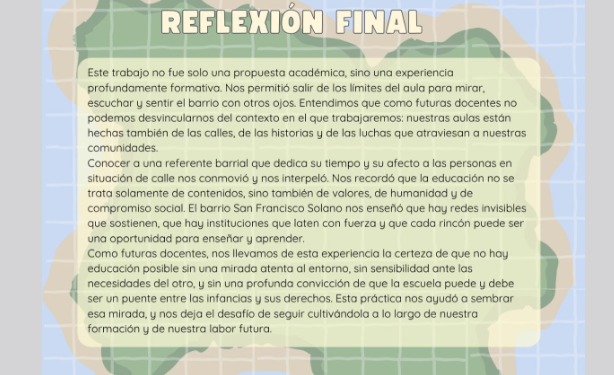 Reflexiones de un grupo de estudiantes.